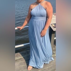 Birdy Grey Kiko Mesh Bridesmaids Dress Dusty Blue with Pockets